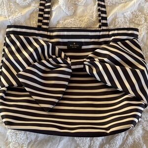 Hard to find
Kate Spade Black and White Striped Bow Tote